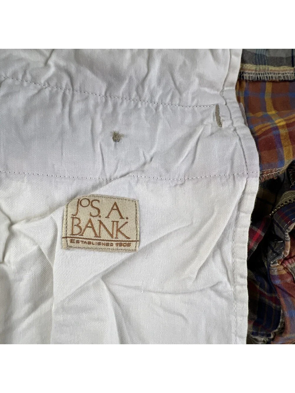 Jos A Bank Madras Patchwork Shorts Men 36 Earth Tones Plaid 9” Inseam Preppy Ivy
